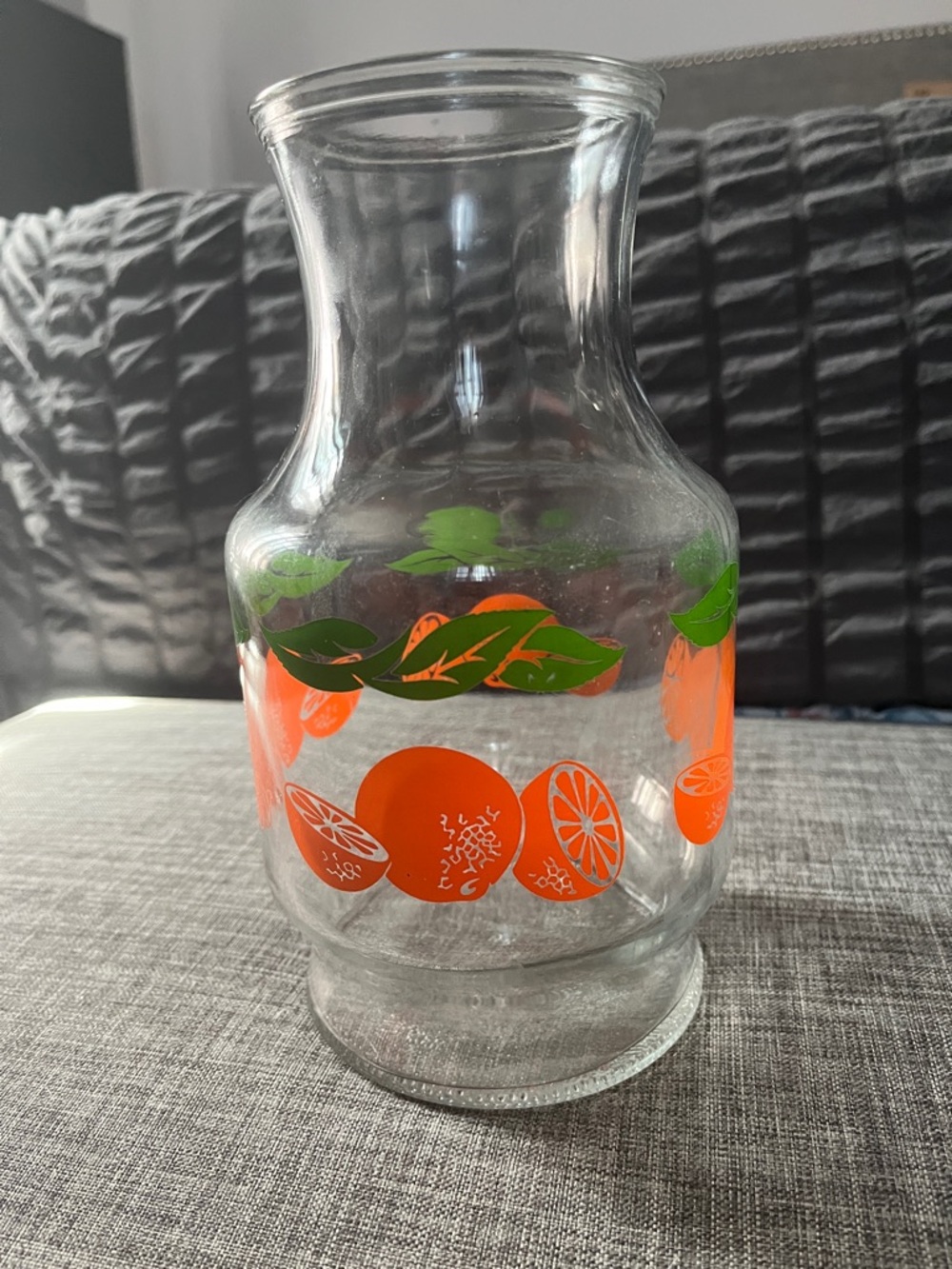 Vintage Orange & Green Glass Beverage Decanter
